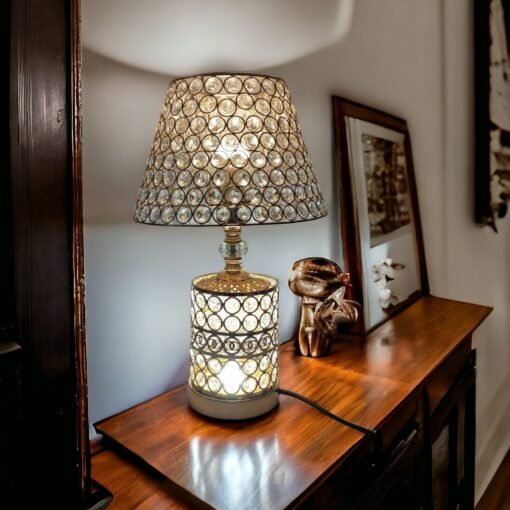 elegant gold crystal lattice table lamp