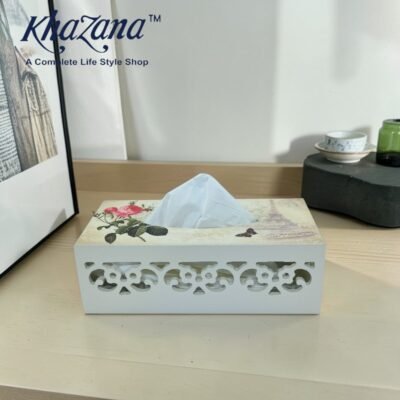 victorian floral wood cut tissue box