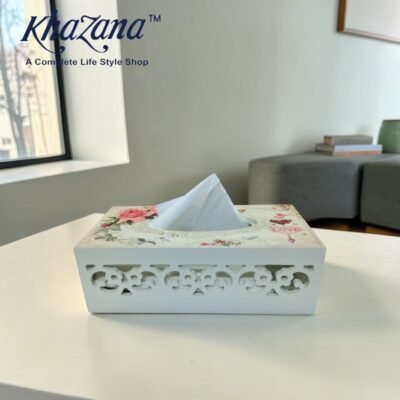 victorian floral wood cut tissue box
