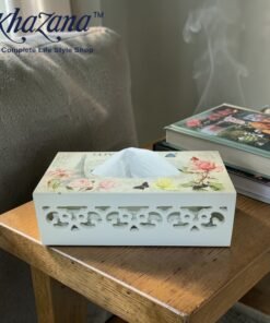 victorian floral wood cut tissue box
