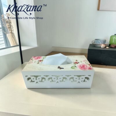 victorian floral wood cut tissue box
