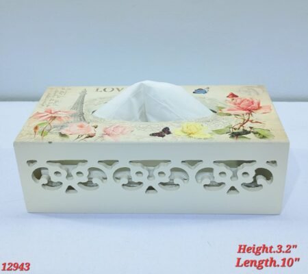 victorian floral wood cut tissue box