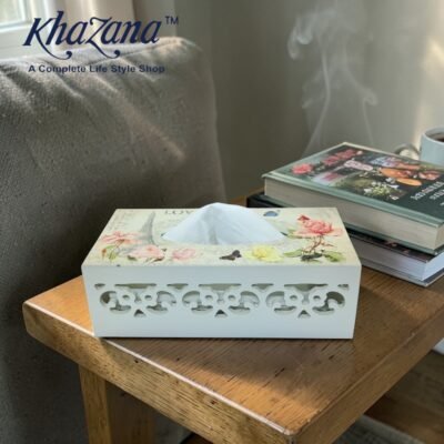 victorian floral wood cut tissue box