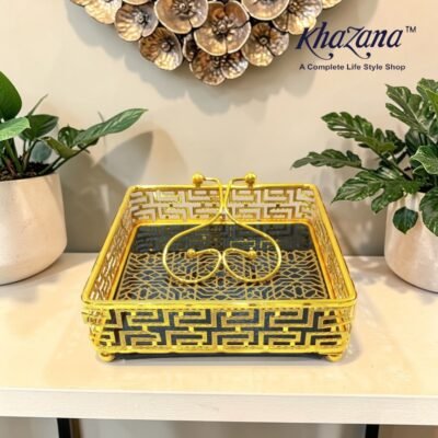 royal gold geometric napkin holder