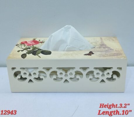 victorian floral wood cut tissue box