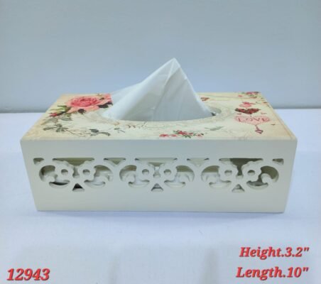 victorian floral wood cut tissue box