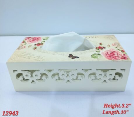 victorian floral wood cut tissue box