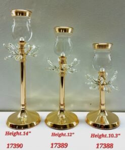 luxurious gold crystal pillar candle holder set