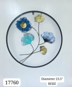 round floral and ginkgo metal wall art