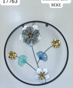 metallic floral and ginkgo wall sculpture