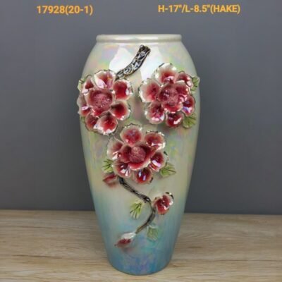 Exquisite 3D Floral Pearlescent Ceramic Vase exquisite 3d floral pearlescent ceramic vase