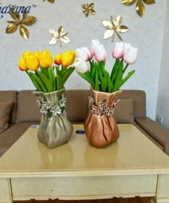 Mega Shop grey floral money bag ceramic vase