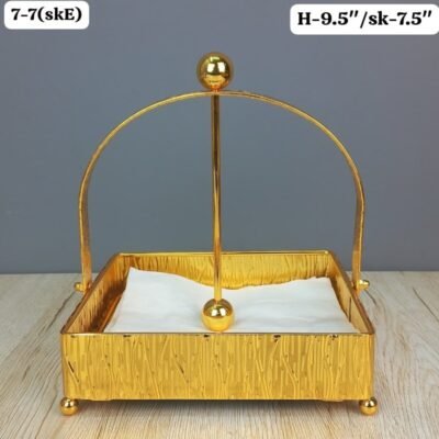 gold finish textured napkin holder with weighted arm
