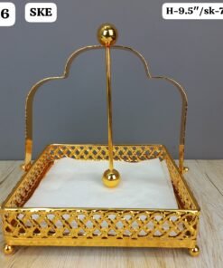 premium gold square napkin holder with weighted arm