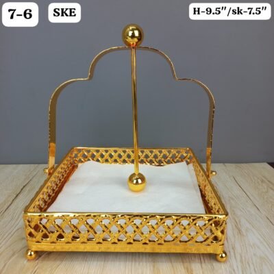 premium gold square napkin holder with weighted arm