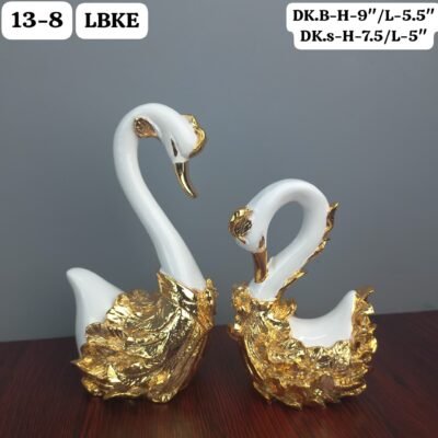 golden and white luxury swan couple showpiece elegant home decor