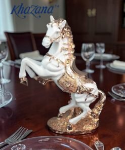 Mega Shop premium white and golden galloping horse showpiece