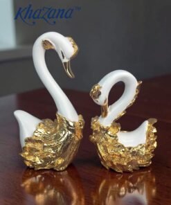 Mega Shop golden and white luxury swan couple showpiece elegant home decor
