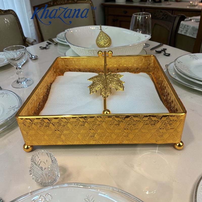 elegant gold plated square napkin holder with maple leaf weight elegant gold plated square napkin holder with maple leaf weight