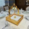 premium gold square napkin holder with weighted arm
