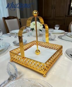 premium gold square napkin holder with weighted arm