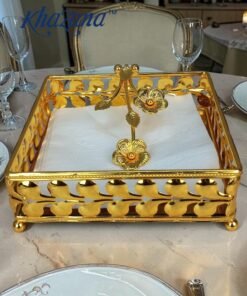 elegant gold floral napkin holder