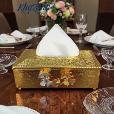 elegant gold metallic tissue box holder