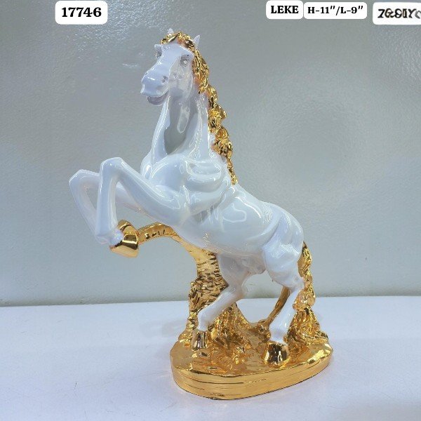 majestic white and gold rearing horse statue majestic white and gold rearing horse statue