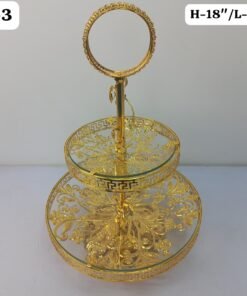 exquisite 2 tier gold filigree serving stand