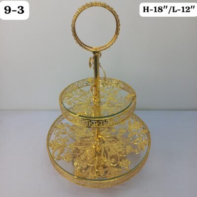 exquisite 2 tier gold filigree serving stand