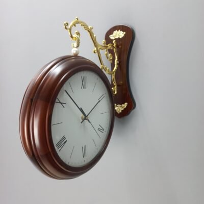 Premium Vintage Style Double Sided Station Clock with Ornate Gold Bracket premium vintage style double sided station clock with ornate gold bracket