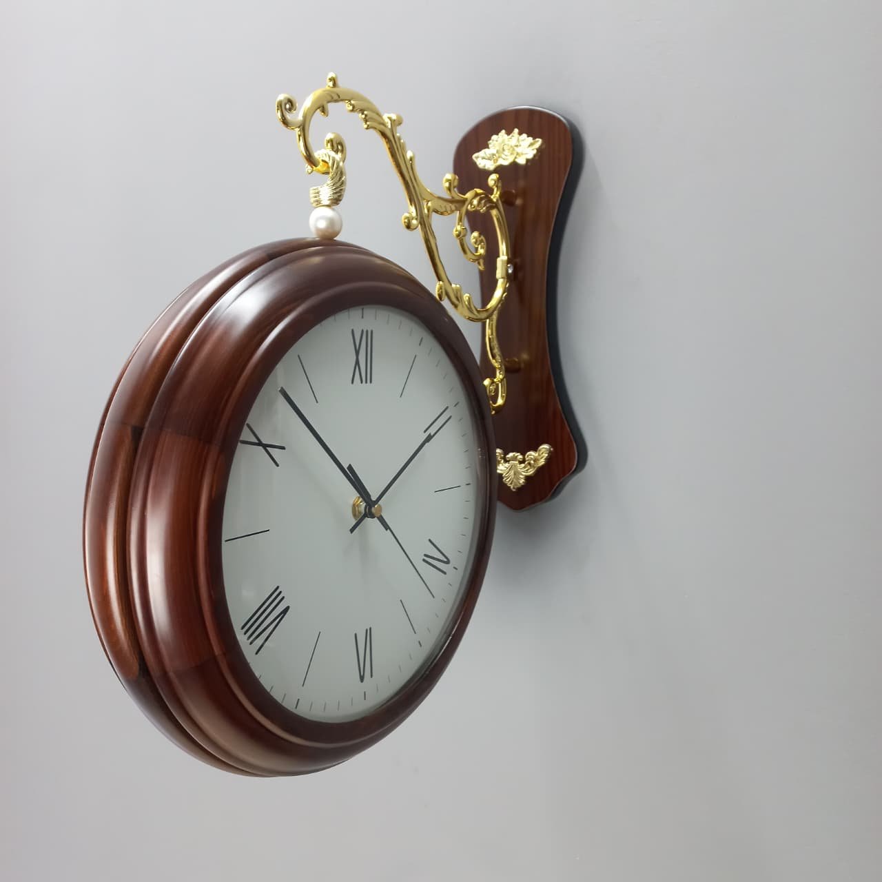 premium vintage style double sided station clock with ornate gold bracket premium vintage style double sided station clock with ornate gold bracket
