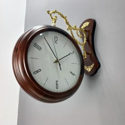 premium vintage style double sided station clock with ornate gold bracket