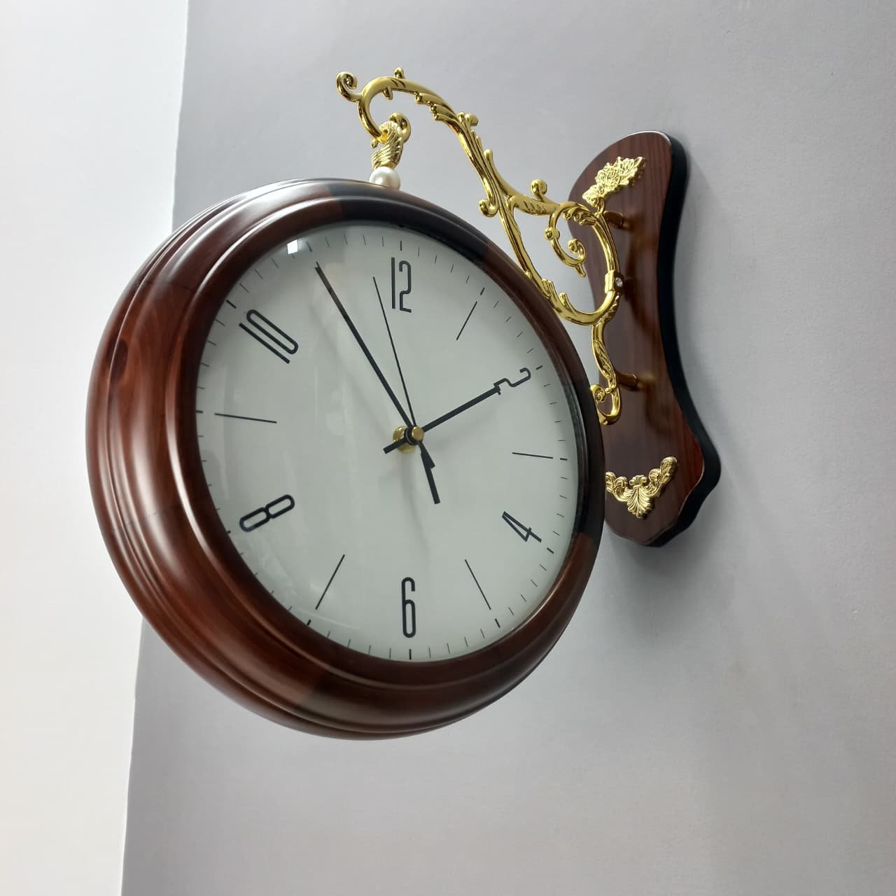 premium vintage style double sided station clock with ornate gold bracket premium vintage style double sided station clock with ornate gold bracket