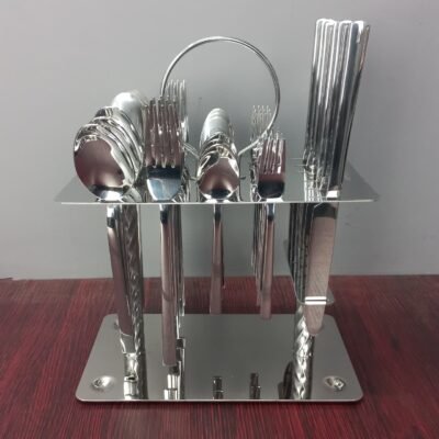 finish cutlery set with vertical display stand