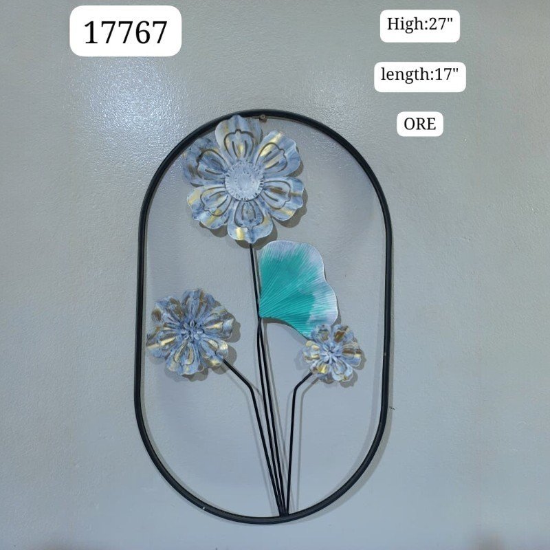 artistic grey and gold metal flower wall decor with teal leaf artistic grey and gold metal flower wall decor with teal leaf