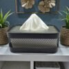 gemini said industrial mesh and ribbed glass tissue box holder