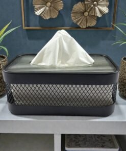 gemini said industrial mesh and ribbed glass tissue box holder