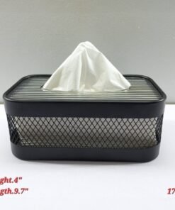 gemini said industrial mesh and ribbed glass tissue box holder