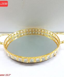 elegant gold plated crystal mirror trays
