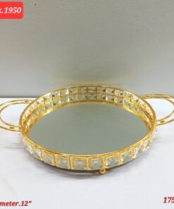 elegant gold plated crystal mirror trays