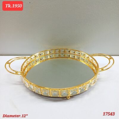 elegant gold plated crystal mirror trays