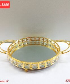 elegant gold plated crystal mirror trays