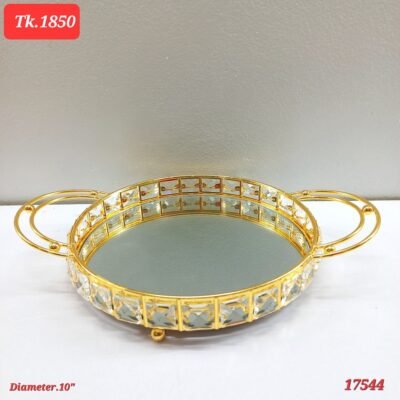 elegant gold plated crystal mirror trays