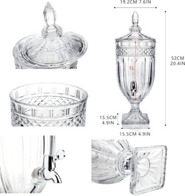 royal crystal cut glass beverage dispenser with tap