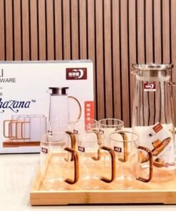 accented borosilicate glass pitcher and mug set