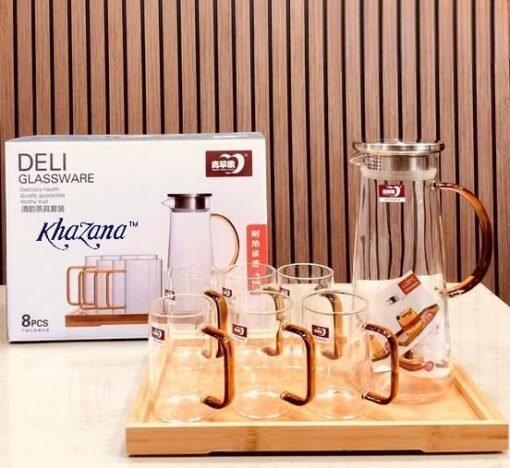 accented borosilicate glass pitcher and mug set