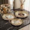elegant gold plated crystal mirror trays