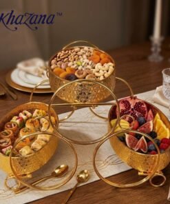 luxury 3 tier gold geometric serving station