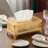 royal gold lattice metal tissue box luxurious antique style